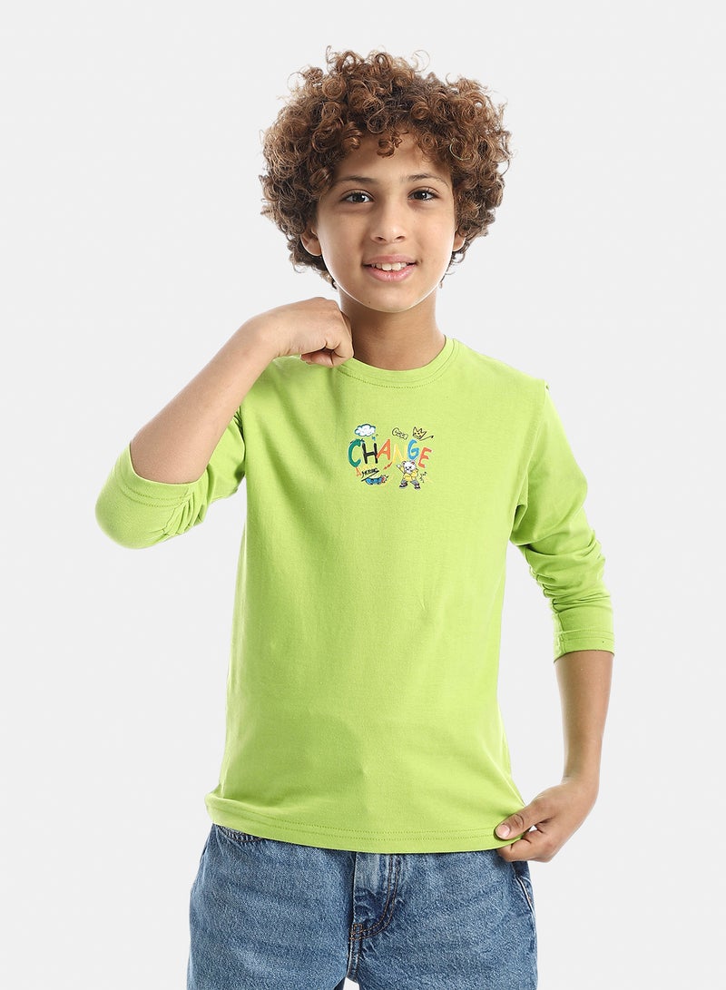 Andora Boys Printed Long-Sleeve Shirt_Lemon - Image 1